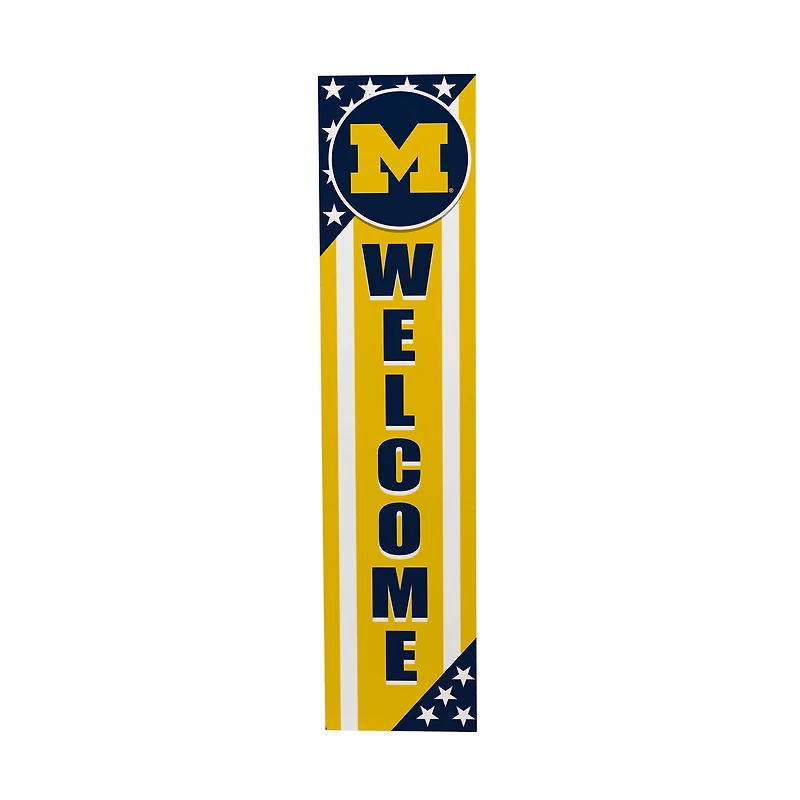 Michigan Wolverines 46" x 11" Stars & Stripes Patriotic Porch Leaner Wood Sign