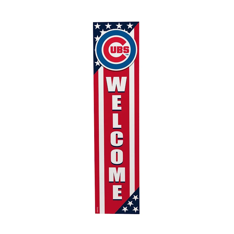 Chicago Cubs 46" x 11" Stars & Stripes Patriotic Porch Leaner Wood Sign