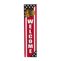 Chicago Blackhawks 46" x 11" Stars & Stripes Patriotic Porch Leaner Wood Sign