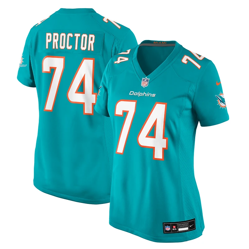 Women's Nike Kadyn Proctor Aqua Miami Dolphins Team Game Jersey