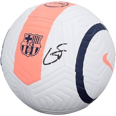 Gavi Barcelona Autographed White Soccer Ball