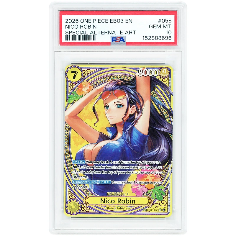 Nico Robin 2026 One Piece EB03 Special Alternate Art #055 PSA Authenticated 10 Card