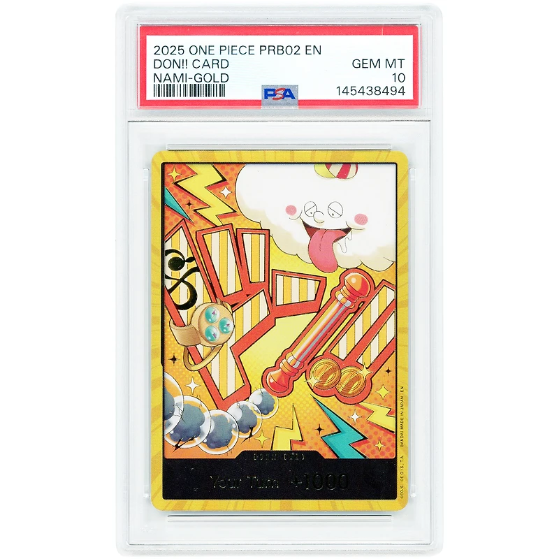 Don!! Card 2025 One Piece PRB02 Nami - Gold #NNO PSA Authenticated 10 Card