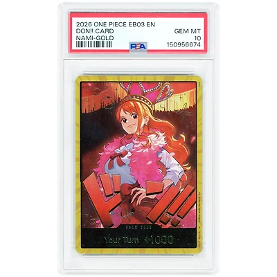 Don!! Card 2026 One Piece EB03 Nami - Gold #NNO PSA Authenticated 10 Card