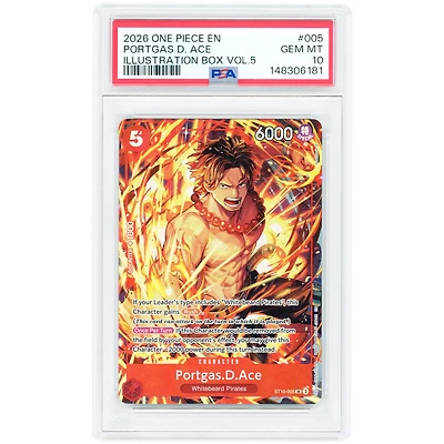 Portgas D. Ace 2026 One Piece Illustration Box Volume 5 Promo Card #005 PSA Authenticated 10 Card