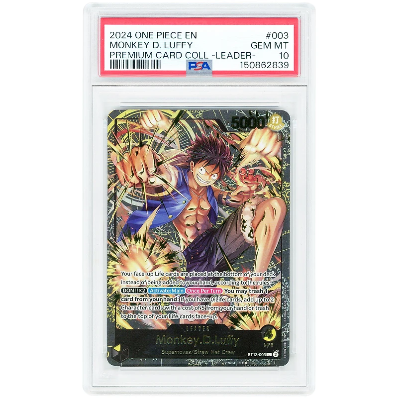 Monkey D. Luffy 2024 One Piece Premium Card Collection Leader #003 PSA Authenticated 10 Card
