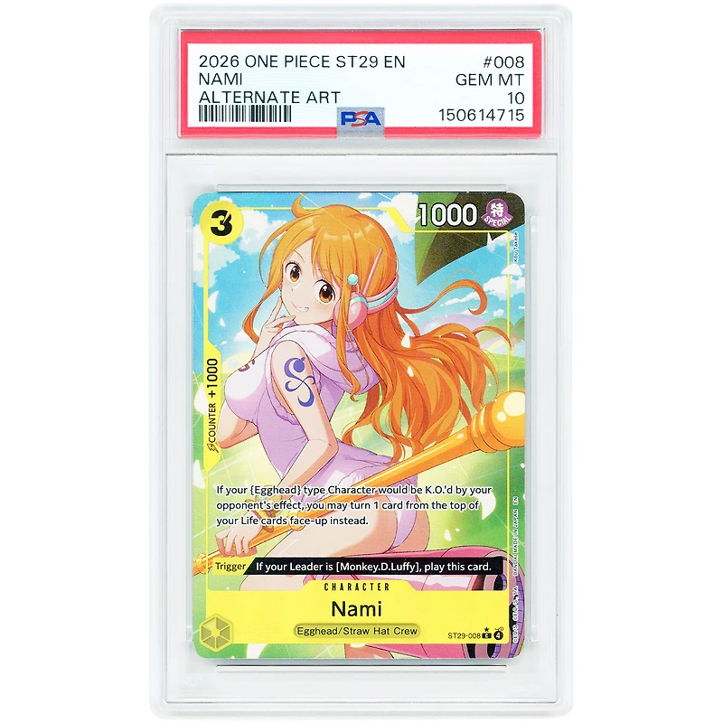 Nami 2026 One Piece ST29 Alternate Art #008 PSA Authenticated 10 Card