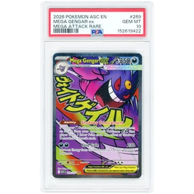 Mega Gengar EX 2026 Pokemon Ascended Heroes Mega Attack Rare #269 PSA Authenticated 10 Card