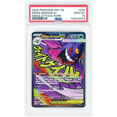 Mega Gengar EX 2026 Pokemon Ascended Heroes Mega Attack Rare #269 PSA Authenticated 10 Card