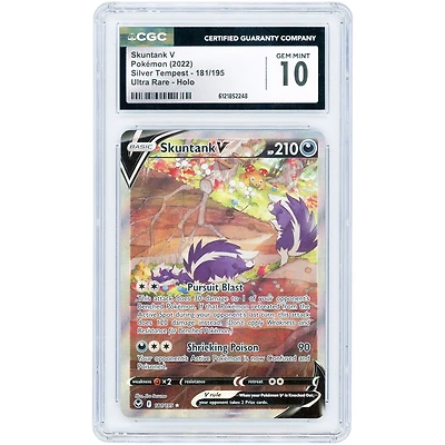 Skuntank V 2022 Pokemon Silver Tempest Ultra Rare #181 CGC Authenticated 10 Card