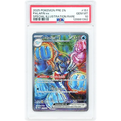 Palafin EX 2025 Pokemon Prismatic Evolutions Special Illustration Rare #151 PSA Authenticated 10 Card
