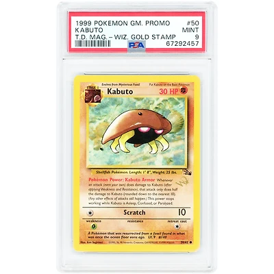 Kabuto 1999 Pokemon Game Promo Wizard Gold Stamp #50 PSA Authenticated 9 Card