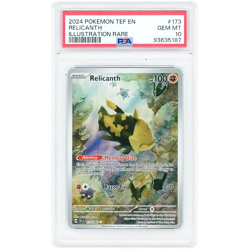 Relicanth 2024 Pokemon Temporal Forces Illustration Rare #173 PSA Authenticated 10 Card