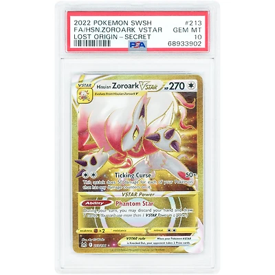 Hisuian Zoroark VSTAR 2022 Pokemon Lost Origin Secret Rare #213 PSA Authenticated 10 Card