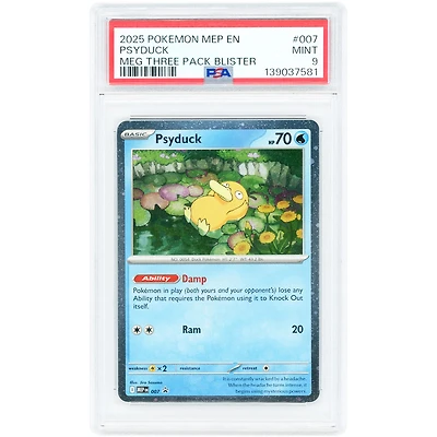 Psyduck 2025 Pokemon Mega Evolution Black Star Promo #7 PSA Authenticated 9 Card