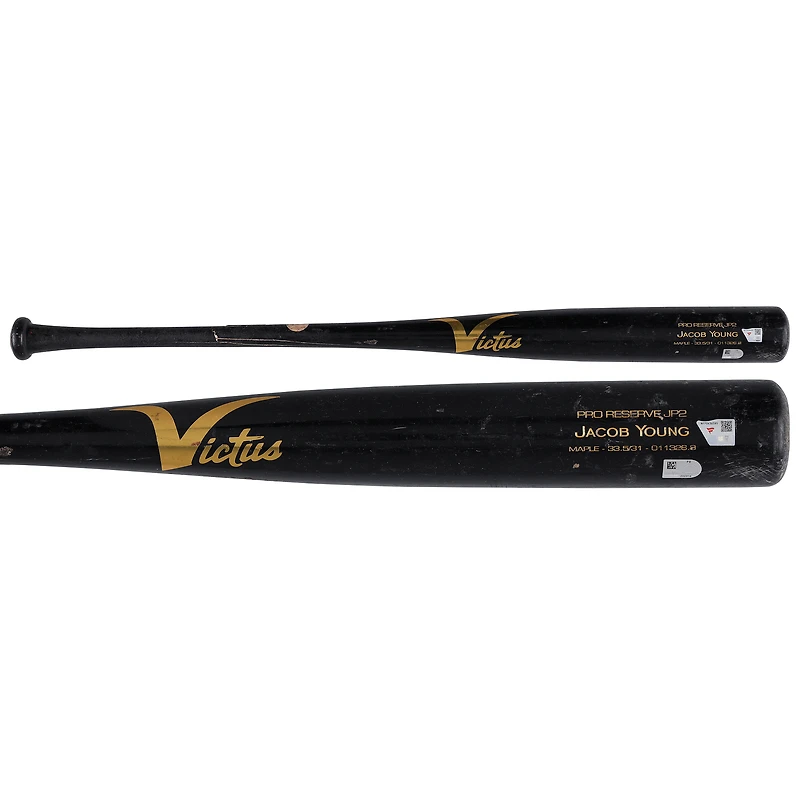 Jacob Young Washington Nationals Game-Used Black Victus Broken Bat vs. Milwaukee Brewers on April 12, 2026