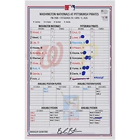 Washington Nationals Game-Used Lineup Card vs. Pittsburgh Pirates on April 15, 2026