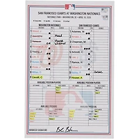 Washington Nationals Game-Used Lineup Card vs. San Francisco Giants on April 18, 2026