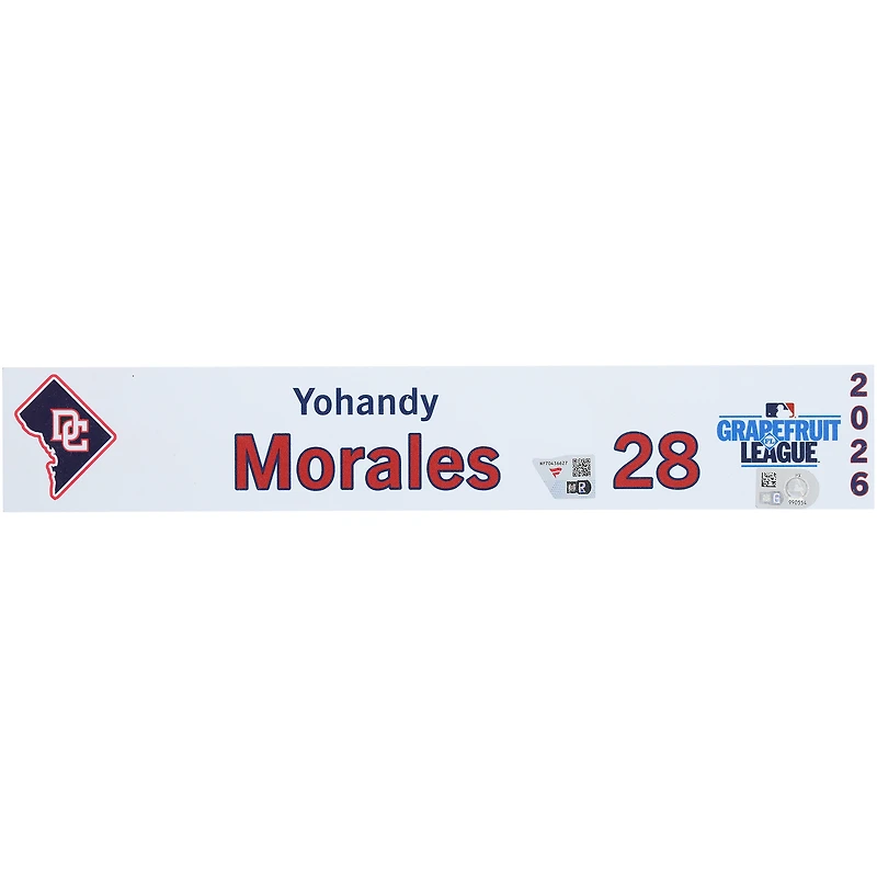 Yohandy Morales Washington Nationals Player-Issued #28 Nameplate from 2026 MLB Spring Training