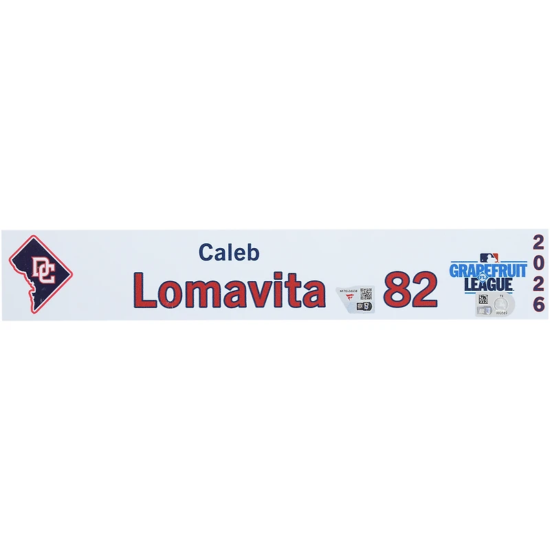 Caleb Lomavita Washington Nationals Player-Issued #82 Nameplate from 2026 MLB Spring Training