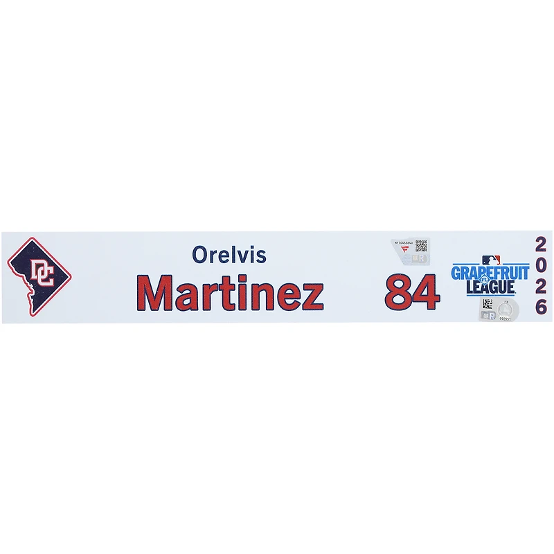 Orelvis Martinez Washington Nationals Player-Issued #84 Nameplate from 2026 MLB Spring Training