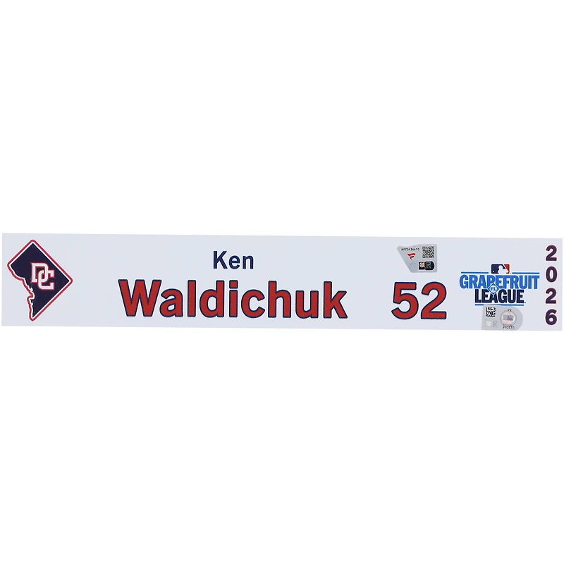 Ken Waldichuk Washington Nationals Player-Issued #52 Nameplate from 2026 MLB Spring Training