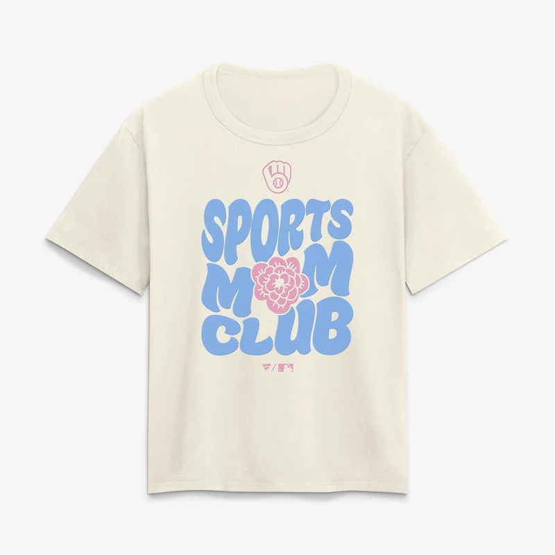 Women's Cream Milwaukee Brewers Sports Mom Club T-Shirt