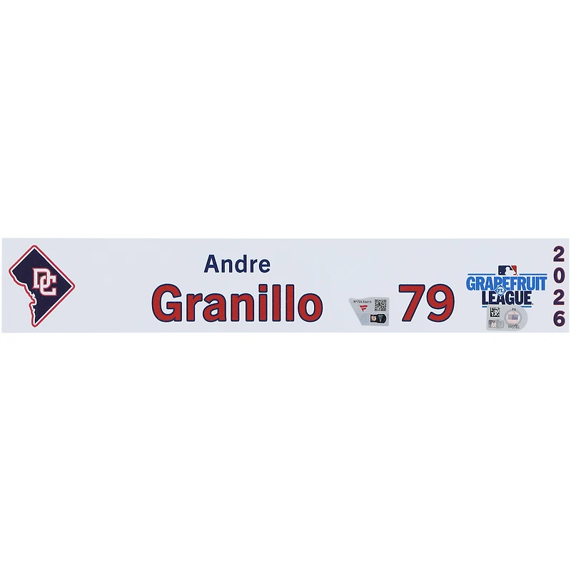 Andre Granillo Washington Nationals Player-Issued #79 Nameplate from 2026 MLB Spring Training