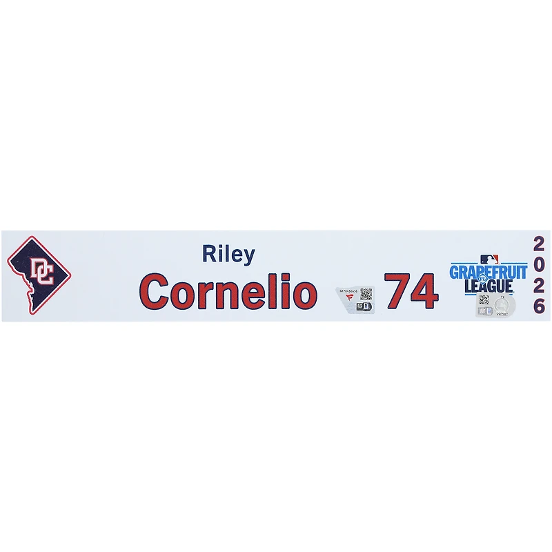 Riley Cornelio Washington Nationals Player-Issued #74 Nameplate from 2026 MLB Spring Training