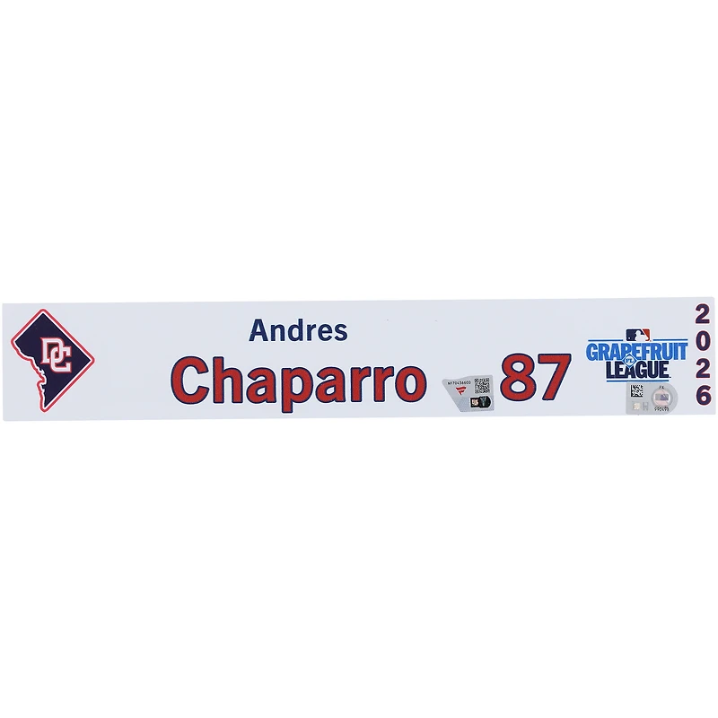 Andrés Chaparro Washington Nationals Player-Issued #87 Nameplate from 2026 MLB Spring Training