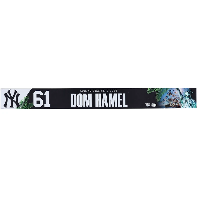 Dom Hamel New York Yankees Player-Issued #61 Nameplate from 2026 MLB Spring Training