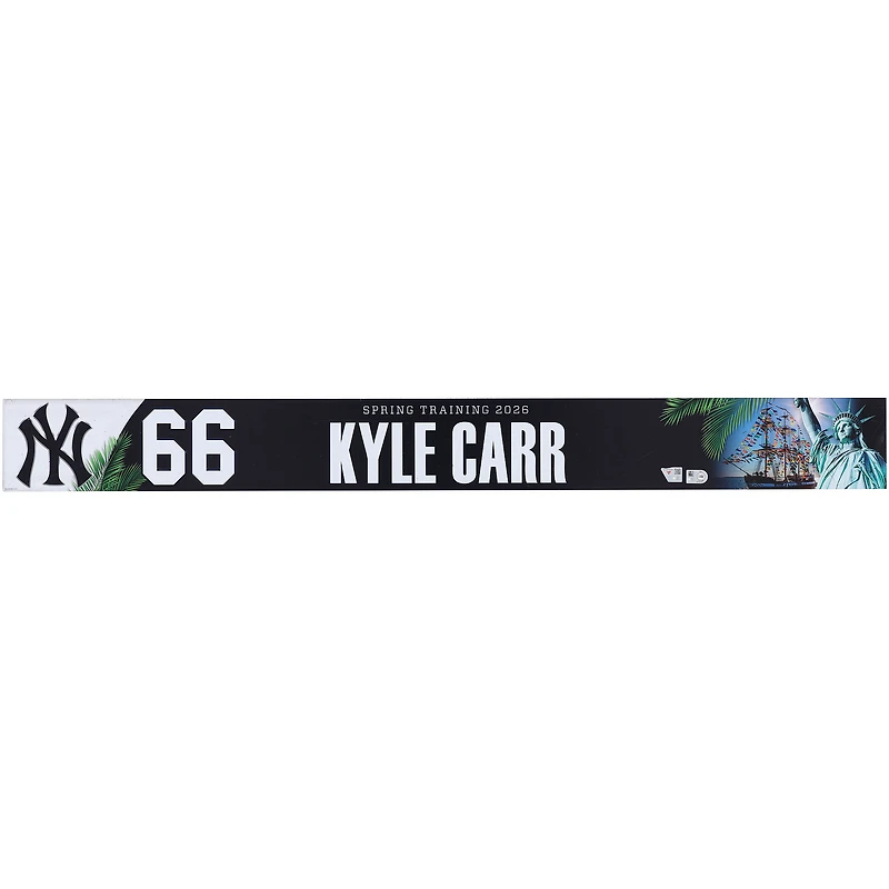 Kyle Carr New York Yankees Player-Issued #66 Nameplate from 2026 MLB Spring Training