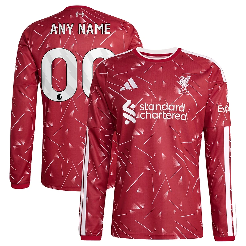 Men's adidas Red Liverpool 2026/27 Home Replica Long Sleeve Custom Jersey