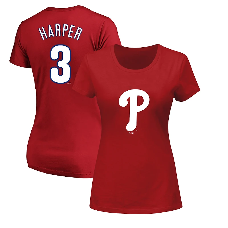 Women's Fanatics Bryce Harper Red Philadelphia Phillies Plus Size Name & Number T-Shirt