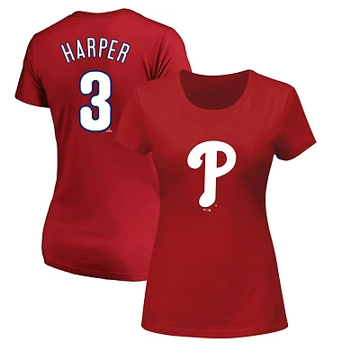 Women's Fanatics Bryce Harper Red Philadelphia Phillies Plus Size Name & Number T-Shirt