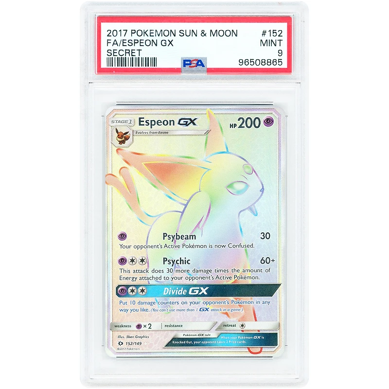 Espeon GX 2017 Pokemon Sun & Moon Secret Rare #152 PSA Authenticated 9 Card