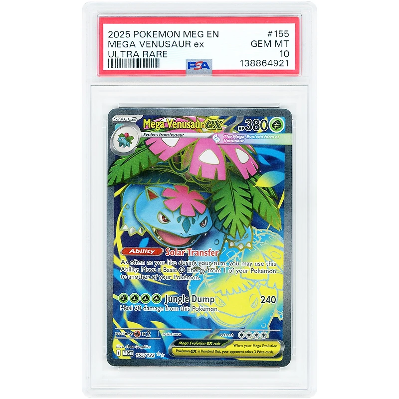 Mega Venusaur EX 2025 Pokemon Mega Evolution Ultra Rare #155 PSA Authenticated 10 Card