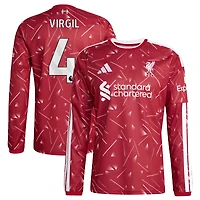 Men's adidas Virgil van Dijk Red Liverpool 2026/27 Home Replica Long Sleeve Jersey