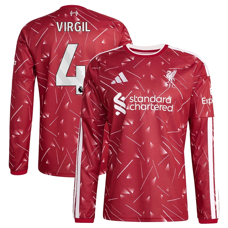Men's adidas Virgil van Dijk Red Liverpool 2026/27 Home Replica Long Sleeve Jersey