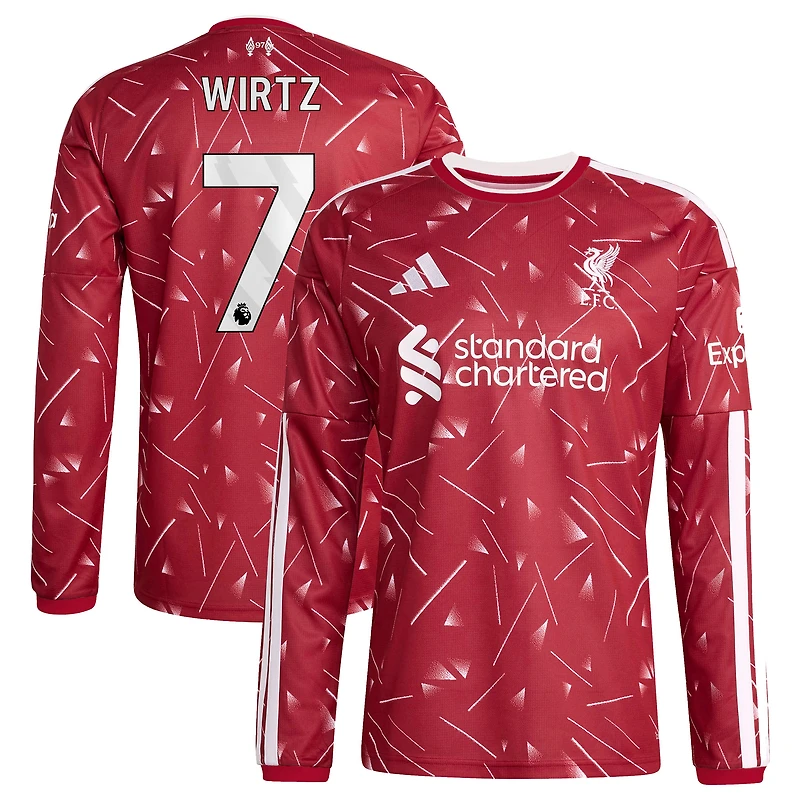Men's adidas Florian Wirtz Red Liverpool 2026/27 Home Replica Long Sleeve Jersey