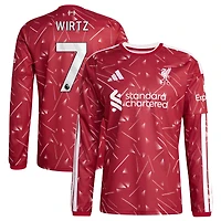 Men's adidas Florian Wirtz Red Liverpool 2026/27 Home Replica Long Sleeve Jersey