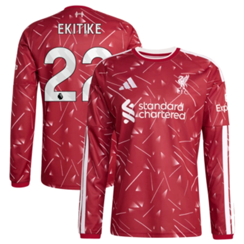 Men's adidas Hugo Ekitike Red Liverpool 2026/27 Home Replica Long Sleeve Jersey