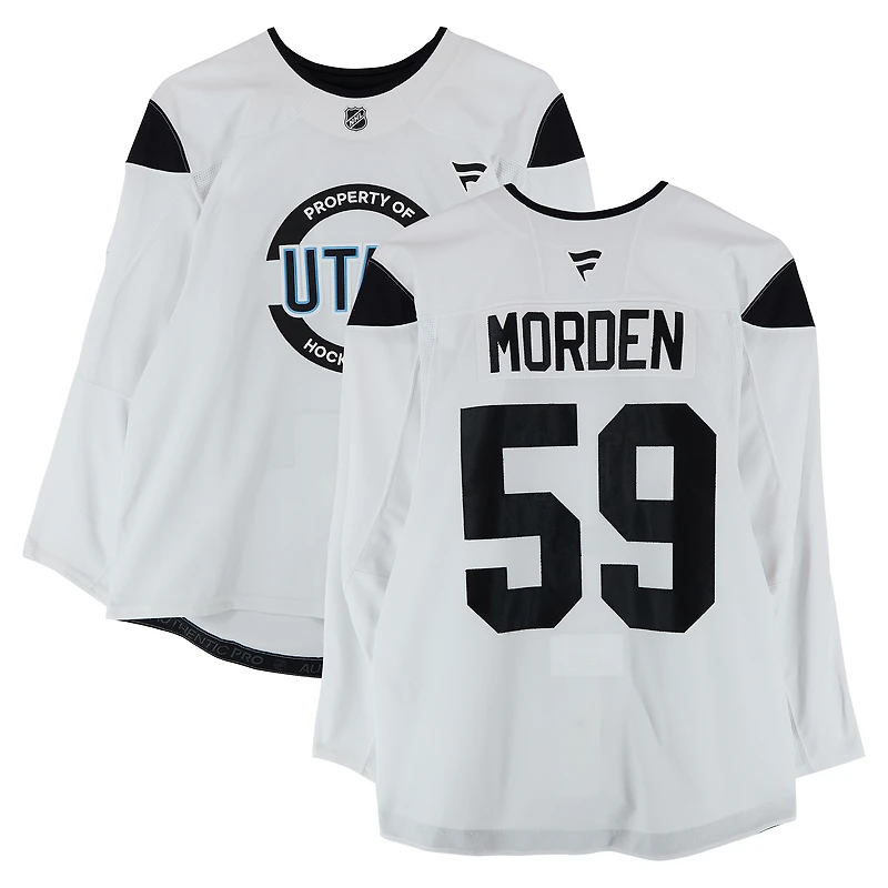 Matthew Morden Utah Hockey Club Practice-Used #59 White Jersey from the 2024-25 NHL Season