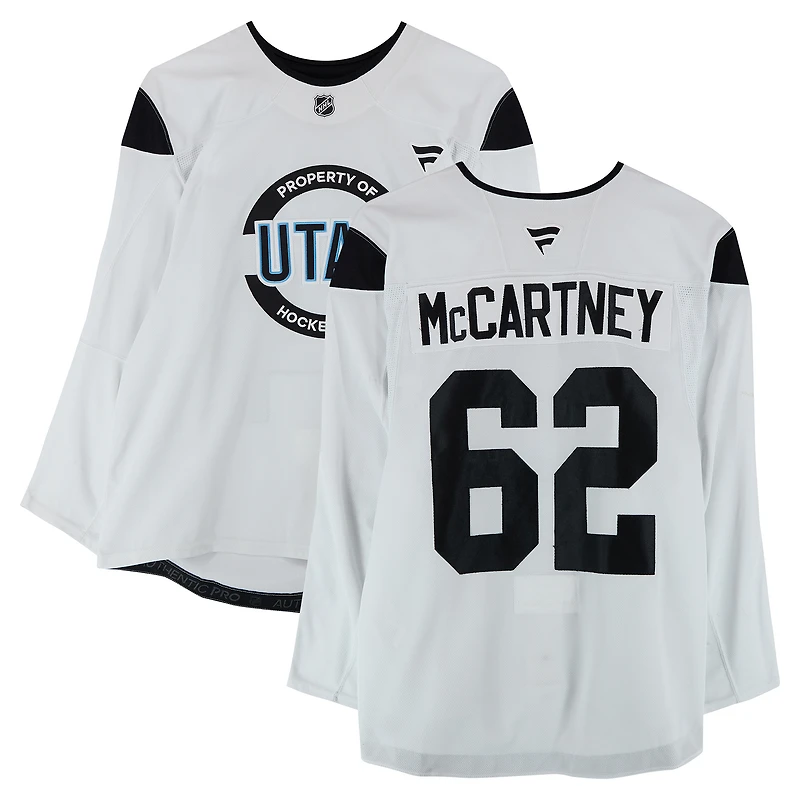 Ben McCartney Utah Hockey Club Practice-Used #62 White Jersey from the 2024-25 NHL Season