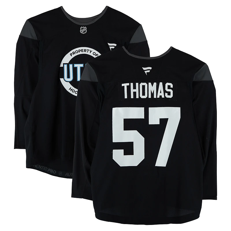 Cal Thomas Utah Mammoth Practice-Used #57 Black Jersey from the 2024-25 NHL Season