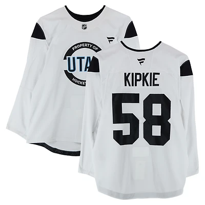 Justin Kipkie Utah Hockey Club Practice-Used #58 White Jersey from the 2024-25 NHL Season
