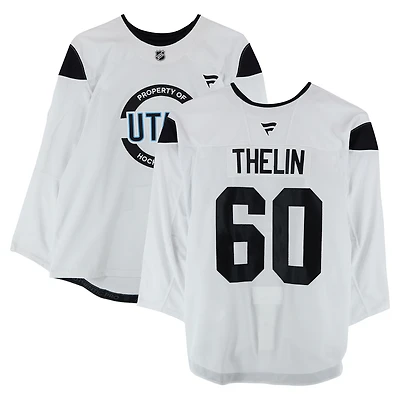 Melker Thelin Utah Hockey Club Practice-Used #60 White Jersey from the 2024-25 NHL Season