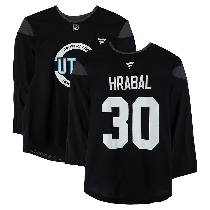Michael Hrabal Utah Mammoth Practice-Used #30 Black Jersey from the 2024-25 NHL Season