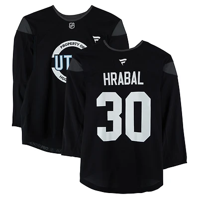 Michael Hrabal Utah Mammoth Practice-Used #30 Black Jersey from the 2024-25 NHL Season