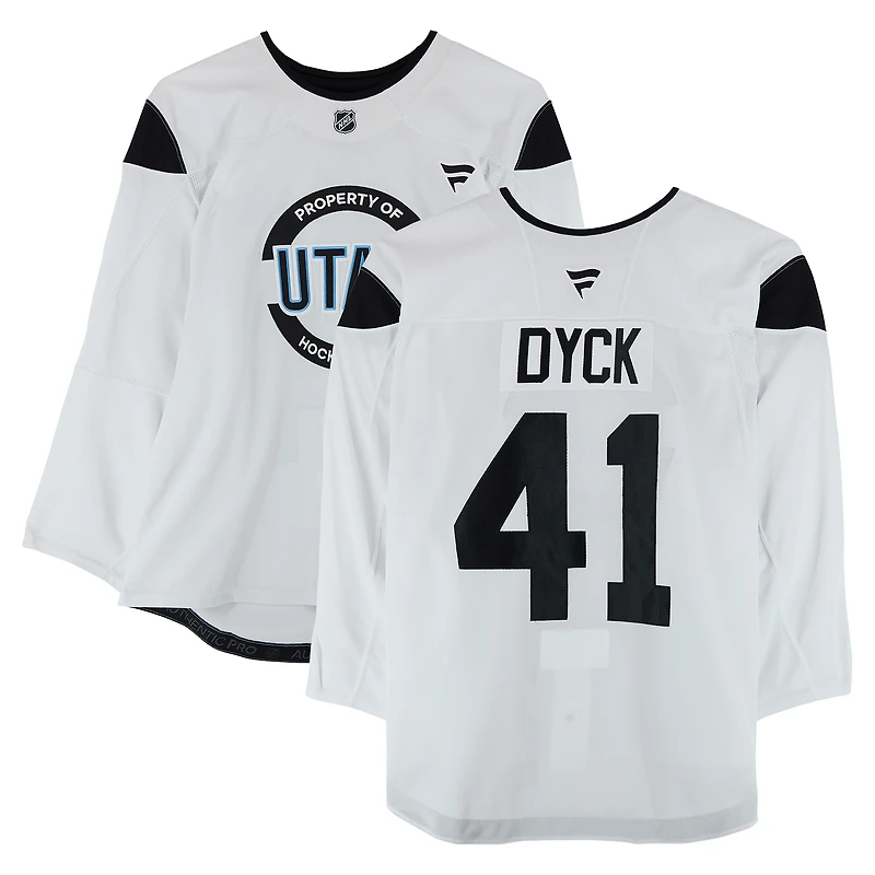 Reid Dyck Utah Hockey Club Practice-Used #41 White Jersey from the 2024-25 NHL Season